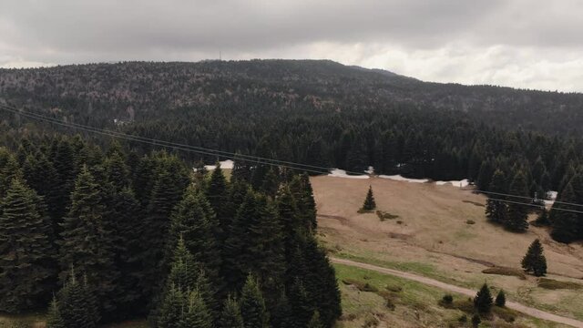 Panoramic view of Uludag. Amazing picturesque valley. Ascending above a beautiful forest in the mountain, Turkey