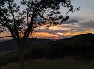 sunset over the mountains