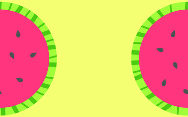 vector illustration of  watermelon half cut background