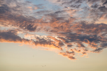 Cloudy sunset over fields summer evening photo
