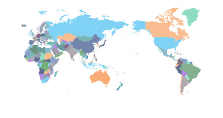 Fototapeta na wymiar detailed colorful world map vector.