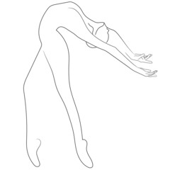 Vector woman figure line art. Fully editable. Cute  illustration on white background. Ready for print. Can be used for logo, branding, sticker, poster, print, fabric, textile © Tiana_Geo