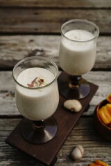 Jackfruit seed Milkshake / Kerala special Chakkakkuru smoothie, selective focus