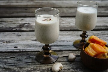 Jackfruit seed Milkshake / Kerala special Chakkakkuru smoothie, selective focus