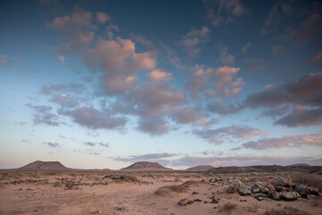 sunset in desert in Fuerteventura