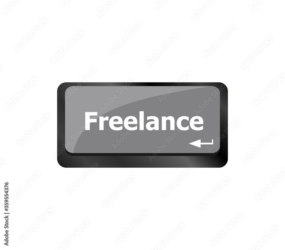 Aufkleber business concept with enter button on keyboard. freelance. computer keyboard button showing the insc