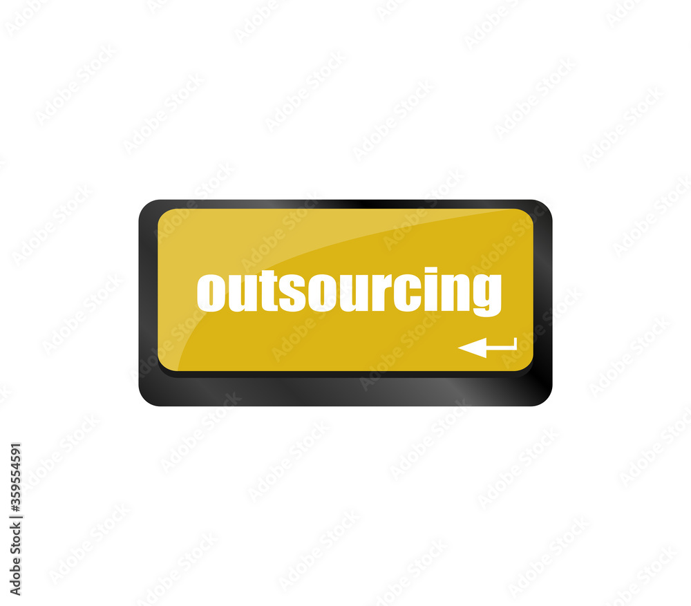 Poster outsourcing word button on computer keyboard key