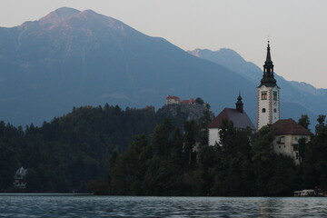 Bled lake at the dusk