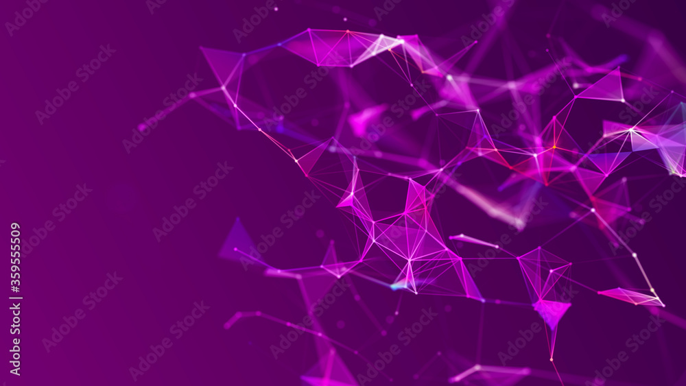 Poster abstract purple digital background. big data visualization. science background. big data complex wit