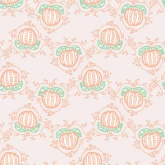 Meubelstickers Apples ornament seamless vector pattern in light peach and green. Decorative surface print design for fabrics, textiles, stationery, scrapbook paper, gift wrap, home decor, and packaging. © rysunki.malunki