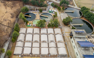 Aerial view water treatment plant