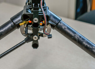 Rear view of landing gear motor assembly of disassemble unmanned aerial vehicle