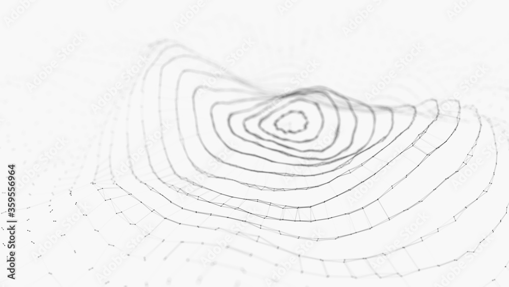 Poster wave 3d. wave of particles. 3d glowing abstract digital particles background. data technology illust