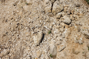 Soil surface. Clay and sand. Texture, close-up