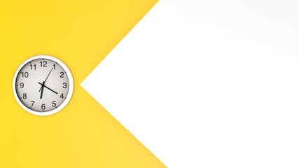 clock on a white and yellow  background