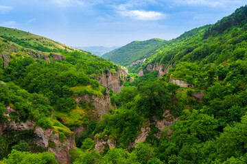 Fototapeta na wymiar Scenic view of the historical cave city Khndzoresk, a landmark of Armenia