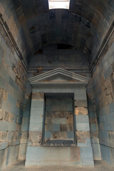 Fototapeta na wymiar Garni pagan temple inside, a tourist attraction of Armenia