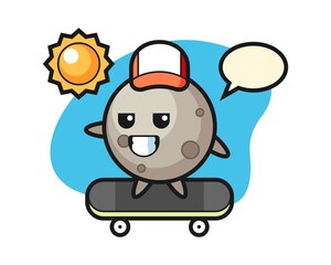 Moon cartoon ride a skateboard