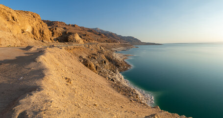 Fototapeta na wymiar Coastline of Dead Sea, Panorama, Jordan