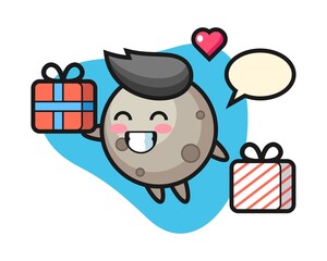 Moon cartoon giving the gift