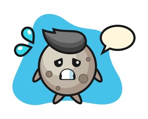 Moon cartoon with afraid gesture