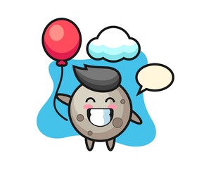 Moon cartoon is playing balloon