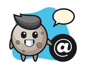 Moon cartoon standing beside the At symbol