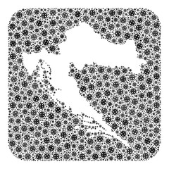 Covid-2019 virus map of Croatia mosaic formed with rounded square and hole. Vector map of Croatia mosaic of covid-2019 particles in various sizes and grey color tints. Created for outbreak doctrines.