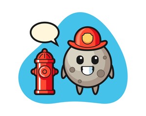 Moon cartoon as a firefighter
