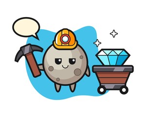 Moon cartoon as a miner