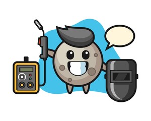 Moon cartoon as a welder