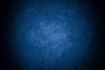 Old wall pattern texture cement blue dark abstract  blue color design are light with black gradient background.