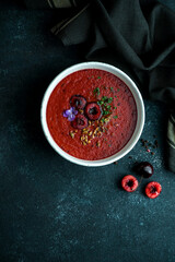 gaspacho de cereza, cherry and tomato cold spanish creamy soup, summer soup