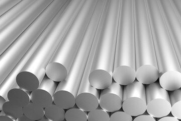 aluminum billets raw sticks, 3d rendering