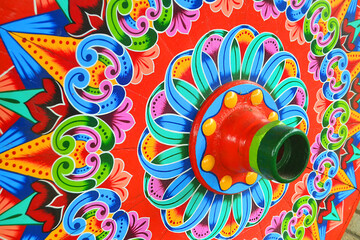Colorful Costa Rican traditional wagon wheel