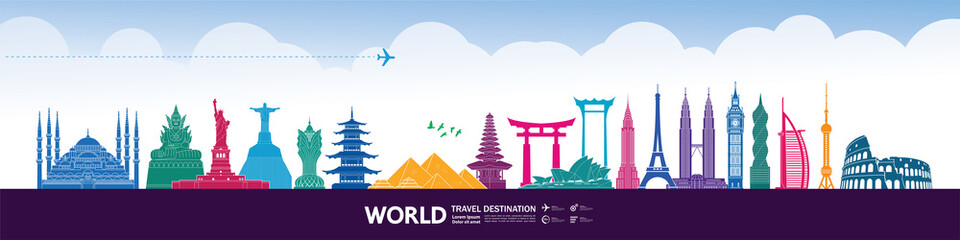 Naklejka premium travel destination grand vector illustration. 