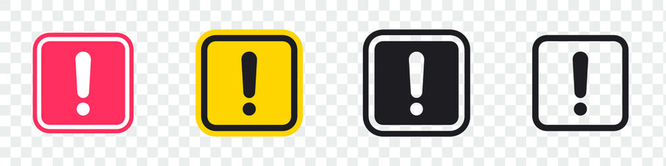 Exclamation mark icon in flat style. Caution risk business concept, Danger alarm vector illustration on white isolated background.