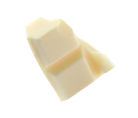Piece of delicious chocolate bar isolated on white