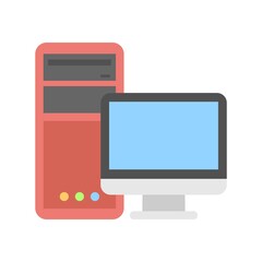 Desktop computer icon in flat design style. PC icon.