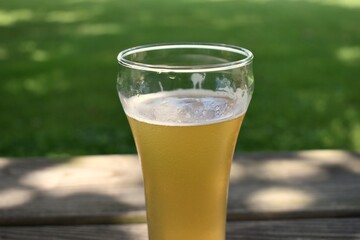 Enjoying a glass of beer outside