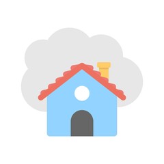 Cloud home icon illustration in flat design style. Smart house, internet of things symbol.