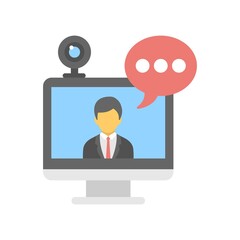 Video conference call icon illustration. Online business meeting symbol.