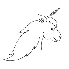 Unicorn head. Continious one line