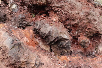the background of the rocks of the former mine