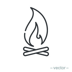 Bonfire icon, campfire, thin line symbol on white background - editable stroke vector illustration eps 10