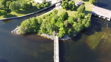 Aerial Image of an Island with a bridge