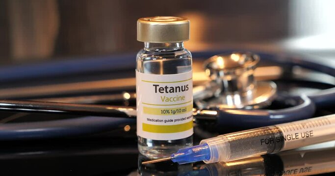 Vial of tetanus vaccine injection