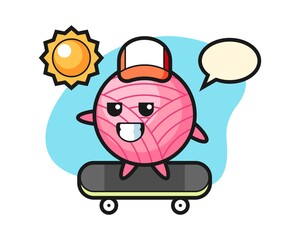 Yarn ball cartoon ride a skateboard