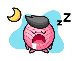 Yarn ball cartoon sleeping at night