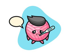 Yarn ball cartoon with fever condition